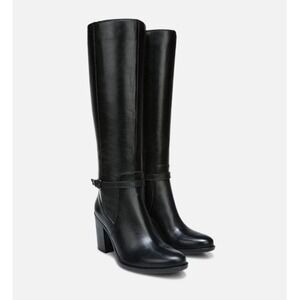 Naturalizer Kalina Black Leather Knee High Boots Extra Wide Calf 7.5 WIDE‎ NEW